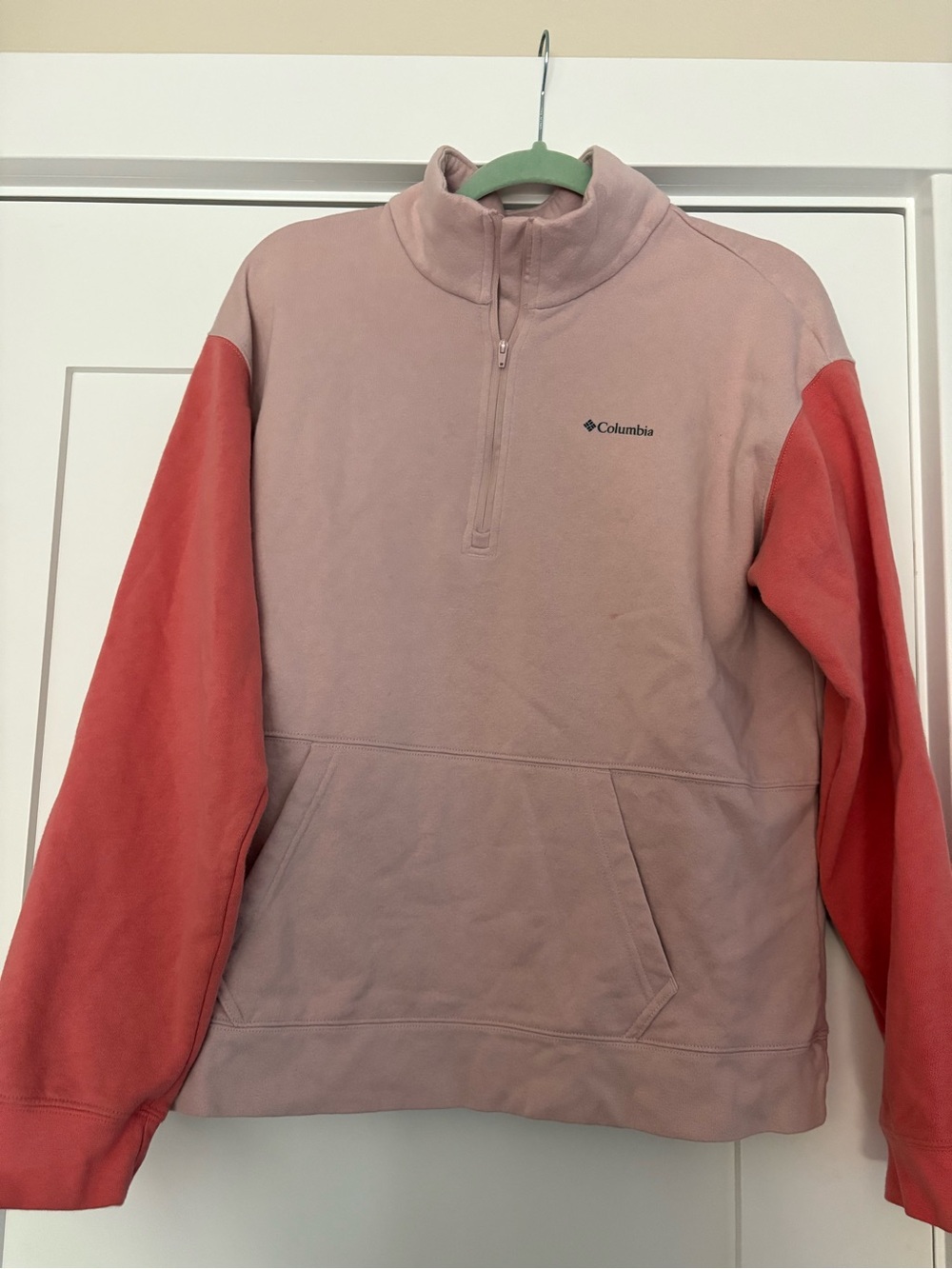 Columbia Pink and Mint Quarter-Zip Fleece Pullover